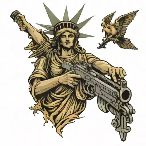 Statue of Liberty holding a sop mod AR 15 tattoo design idea