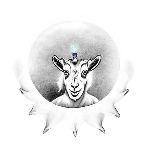 a children goat in a ritual with orbs and candles tattoo design idea