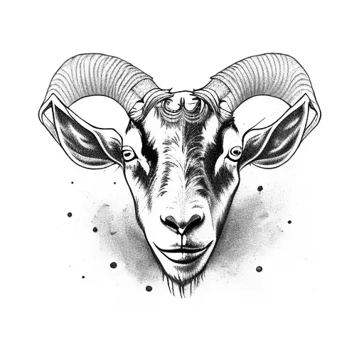 a children with a goat's face in a ocultist ritual  tattoo design idea