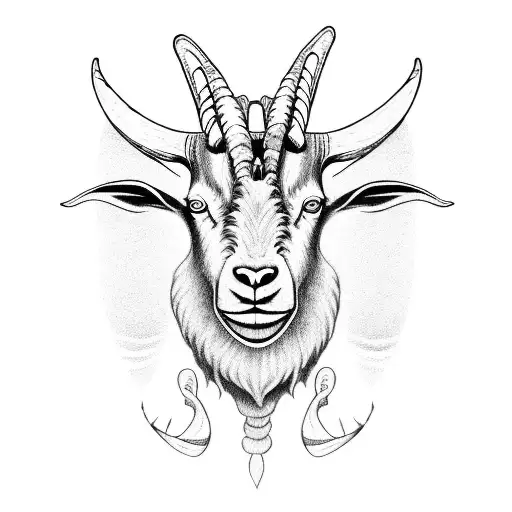 a children with a goat's face in a ocultist ritual  tattoo design idea