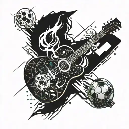 soccer, sports, summer, songs with a guitar around the campfire, food tattoo design idea