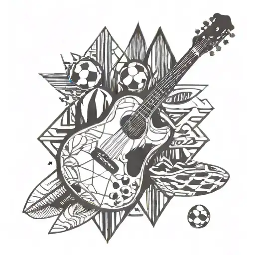 soccer, sports, summer, songs with a guitar around the campfire, food tattoo design idea