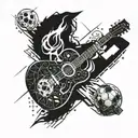 soccer, sports, summer, songs with a guitar around the campfire, food tattoo design idea