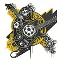 soccer, sports, summer, songs with a guitar around the campfire, food tattoo design idea