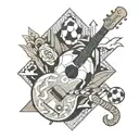 soccer, sports, summer, songs with a guitar around the campfire, food tattoo design idea