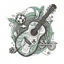 soccer, sports, summer, songs with a guitar around the campfire, food tattoo design idea