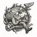 soccer, freinds, sports, summer, songs with a guitar around the campfire, food tattoo design idea