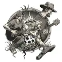 soccer, freinds, sports, summer, songs with a guitar around the campfire, food tattoo design idea