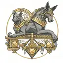 Libra, heart, dice, anubis holding the balance tattoo design idea