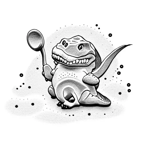 barney and friends dinosaur in a tamagotchi tattoo design idea