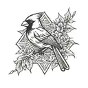 cross with a cardinal bird tattoo design idea