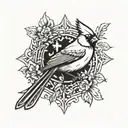 cross with a cardinal bird tattoo design idea