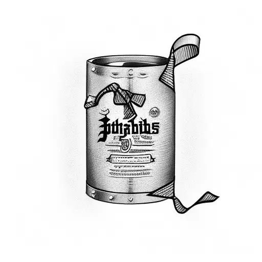 A bottle of Buchanas whiskey with a ribbon tied around it tattoo design idea