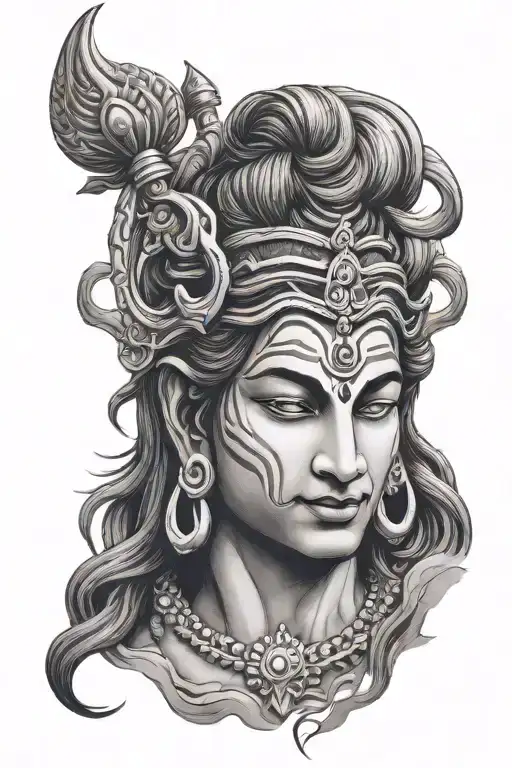 realistic lord shiva face tattoo design idea