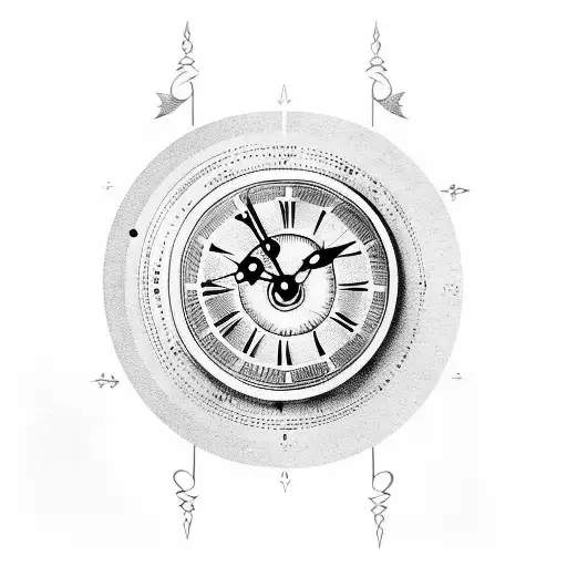 clock, time fading, arm sleeve  tattoo design idea