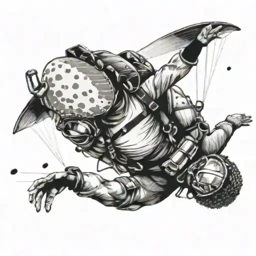 diving and paragliding guy tattoo design idea