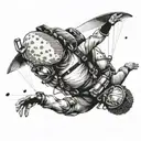 diving and paragliding guy tattoo design idea