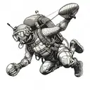 diving and paragliding guy tattoo design idea