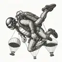 diving and paragliding guy tattoo design idea