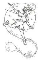 Peter pan flying tattoo design idea