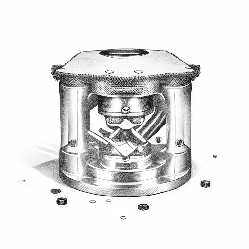 running car piston with loose cannon on it tattoo design idea