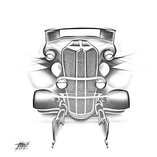 hot rod car tattoo design idea