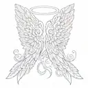 tattoo that has the name Cecilia and Larry with an angel wing tattoo design idea