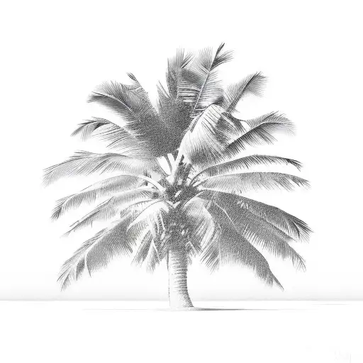 soft clouds with soft palm tree tattoo design idea