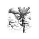 soft clouds with soft palm tree tattoo design idea