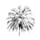soft clouds with soft palm tree tattoo design idea