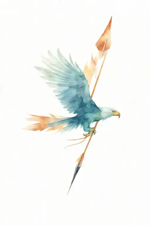 feathers and an arrow with a head of an eagle tattoo design idea