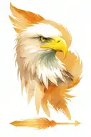 a head of an eagle with feathers and an arrow tattoo design idea