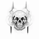 A composition of macabre skulls in scribble style tattoo design idea