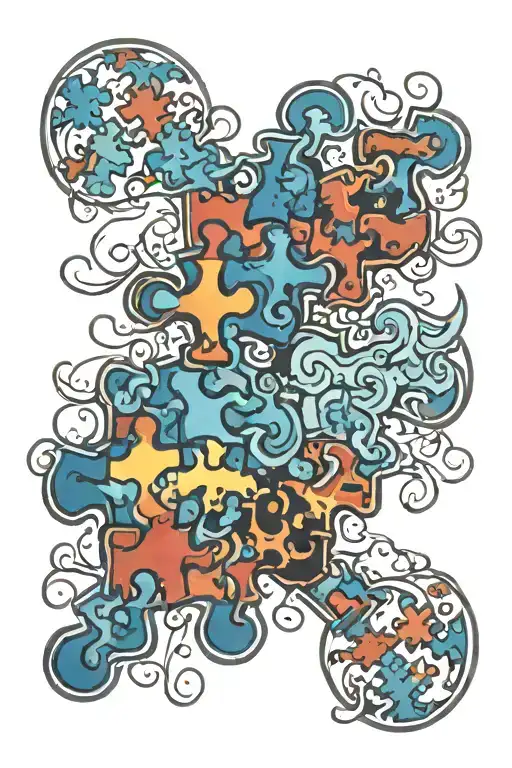 autism inspired puzzle pieces tattoo design idea