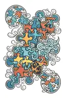 autism inspired puzzle pieces tattoo design idea