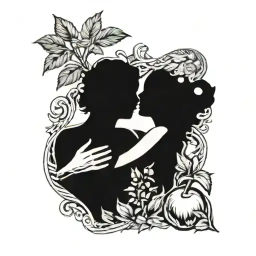 Adam and Eve reaching for the forbidden fruit tattoo design idea