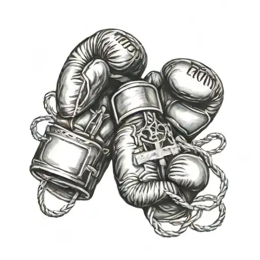 boxing glove with cross intertwined tattoo design idea