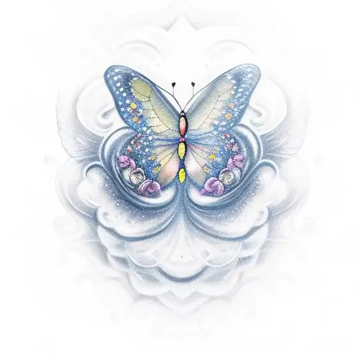 star,butterfly,rose,clouds, tattoo design idea