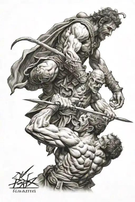 david vs goliath tattoo design idea