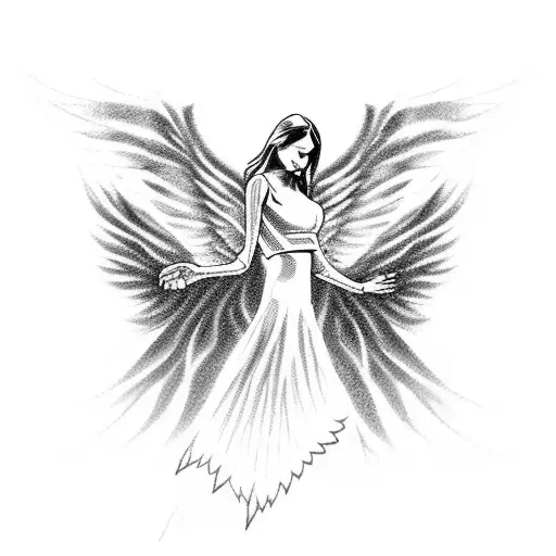 A fallen angel with wings that resemble hospital corridors, symbolizing the journey of life and death in the healthcare profession tattoo design idea