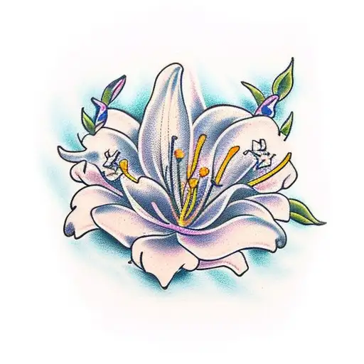 mum with lilies tattoo design idea