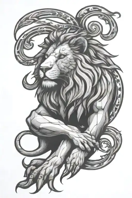 Military-inspired lion design incorporating elements of Puerto Rico's flag tattoo design idea