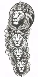 Lion King, lion baby, circle of life, Crown & Cross.  tattoo design idea