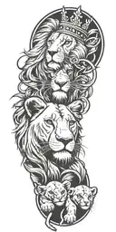 Lion King, lion baby, circle of life, Crown & Cross.  tattoo design idea