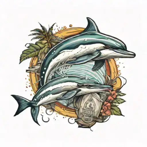 narcos and dolphin tattoo design idea