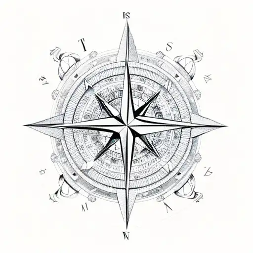 A compass surrounded by intricate antler patterns tattoo design idea