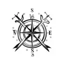 A compass rose intertwined with antlers, symbolizing the client's love for both hunting and travel. tattoo design idea