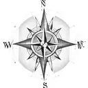 A compass rose intertwined with antlers, symbolizing the client's love for both hunting and travel. tattoo design idea