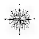 A compass rose intertwined with antlers, symbolizing the client's love for both hunting and travel. tattoo design idea
