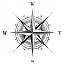 A compass rose intertwined with antlers, symbolizing the client's love for both hunting and travel. tattoo design idea
